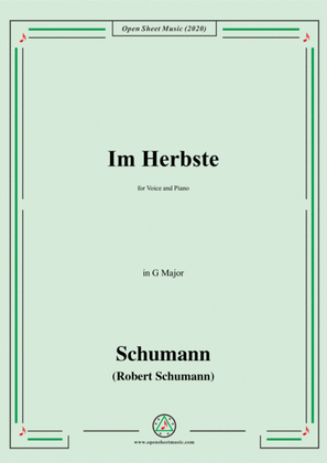 Book cover for Schumann-Im Herbste,in G Major,for Voice and Piano