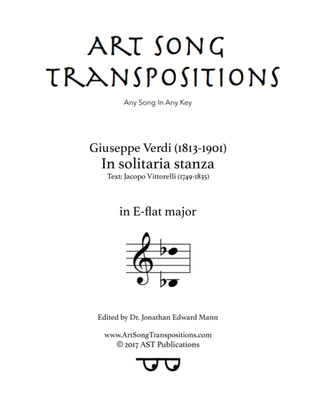 Book cover for VERDI: In solitaria stanza (transposed to E-flat major)