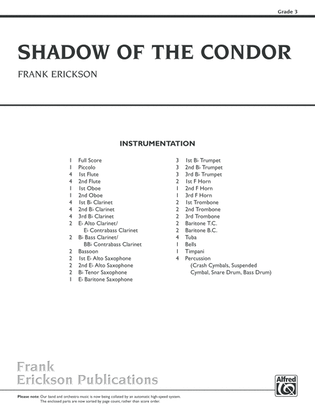 Book cover for Shadow of the Condor: Score