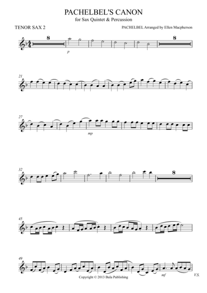 Pachelbel's Cannon - for Sax Quintet & Percussion - TENOR SAX 2
