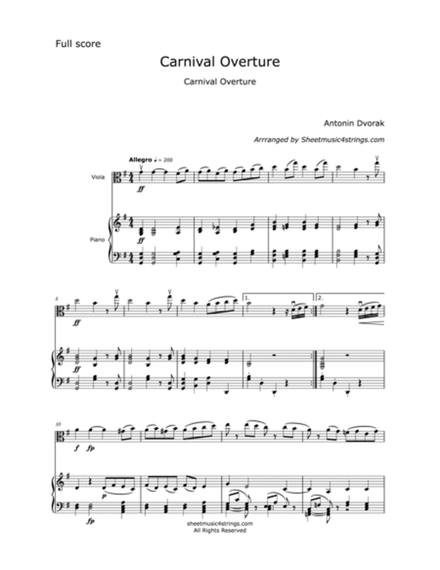 Dvorak, A. - Carnival Overture, Arranged for Viola and Piano image number null