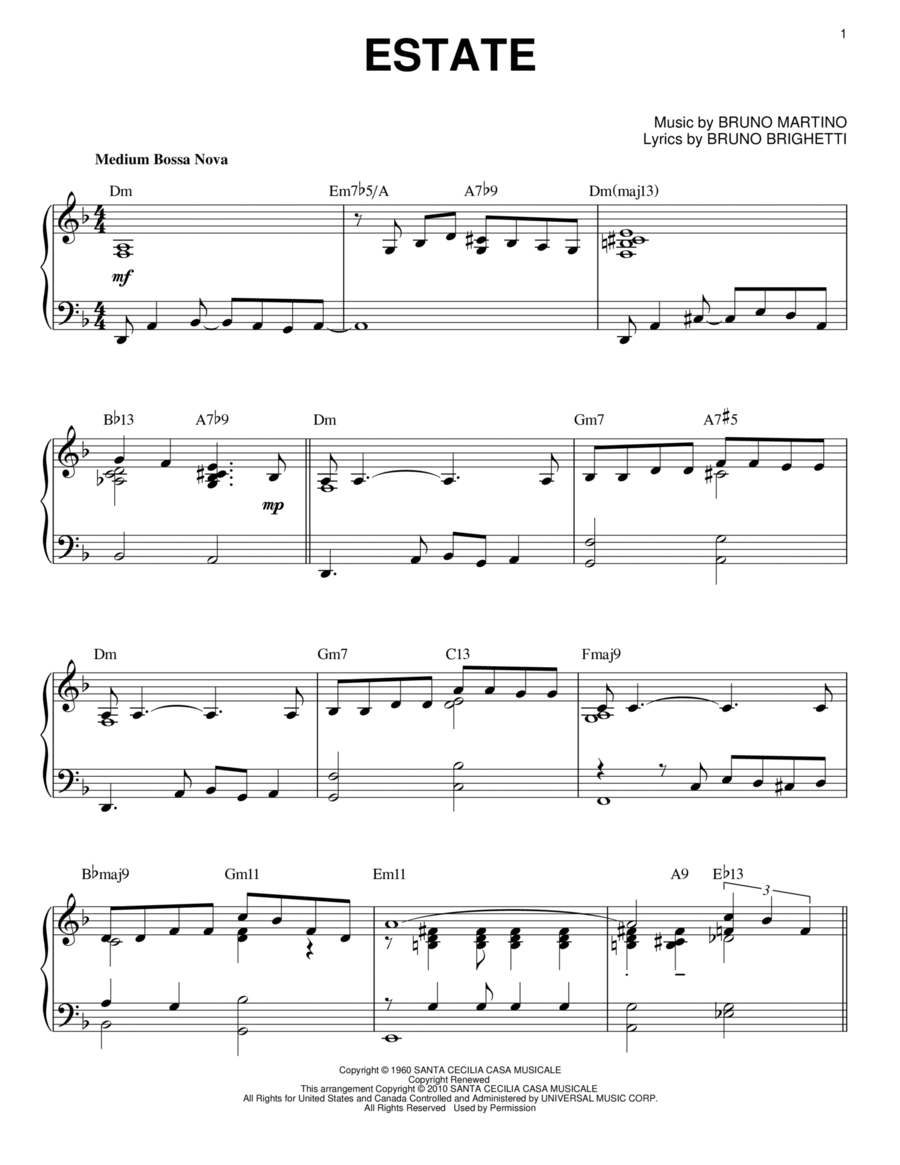 Estate [Jazz version] (arr. Brent Edstrom)