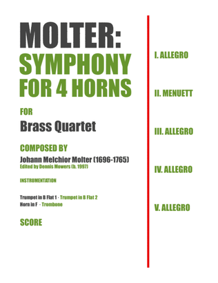 Book cover for "Symphony for 4 Horns" for Brass Quartet - Johann Melchior Molter
