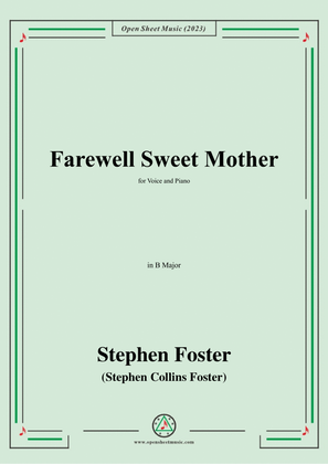 Book cover for S. Foster-Farewell Sweet Mother,in B Major