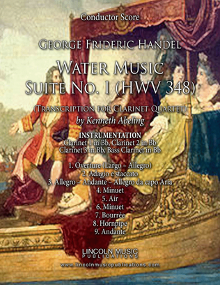 Book cover for Handel - Water Music Suite No. I Movements 1-9 (for Clarinet Quartet)