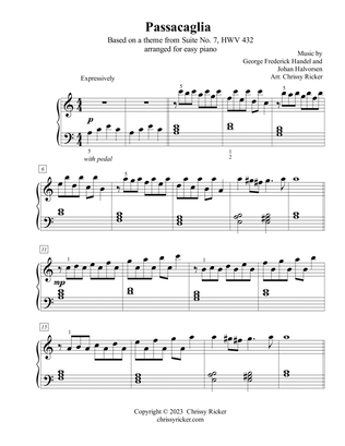 Book cover for Passacaglia - easy piano