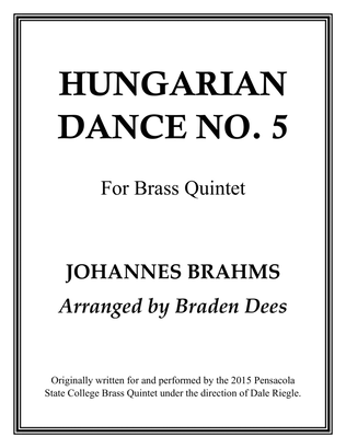 Book cover for Hungarian Dance No. 5 for Brass Quintet