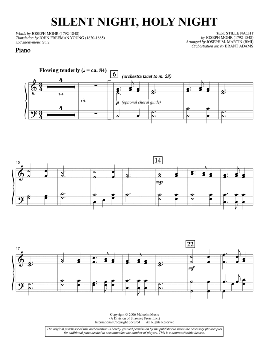 Silent Night, Holy Night (from "carols For Choir And Congregation") - Piano