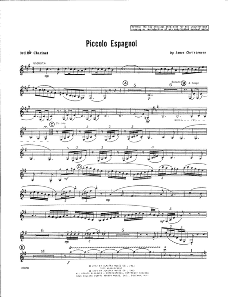 Piccolo Espagnol - 3rd Bb Clarinet