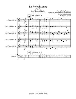 La Rejouissance (from "Heroic Music") (Eb) (Trumpet Quintet, Timpani)