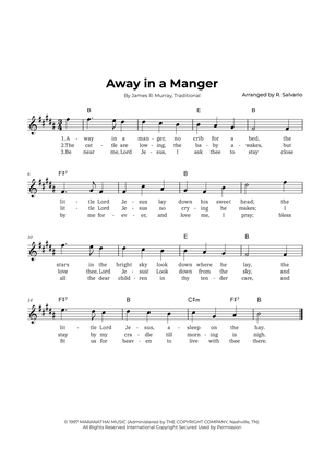 Book cover for Away in a Manger (Key of B Major)