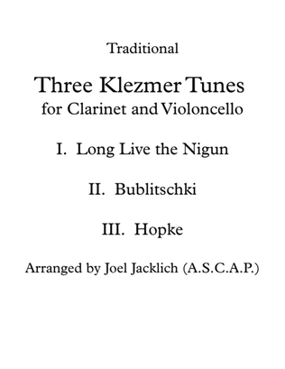 Book cover for Three Klezmer Tunes for Clarinet and Cello