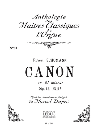 Book cover for Canon Op.56, No.5 In B Minor (maitres Classiques No.31) (or