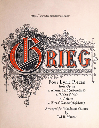 Book cover for Four Lyric Pieces from Op. 12 for Woodwind Quintet: Album Leaf, Waltz, Arietta, Elves' Dance