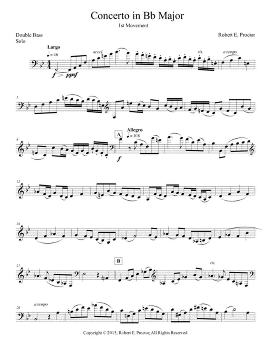 Concerto in Bb Major for Double Bass and Orchestra - Piano Reduction image number null