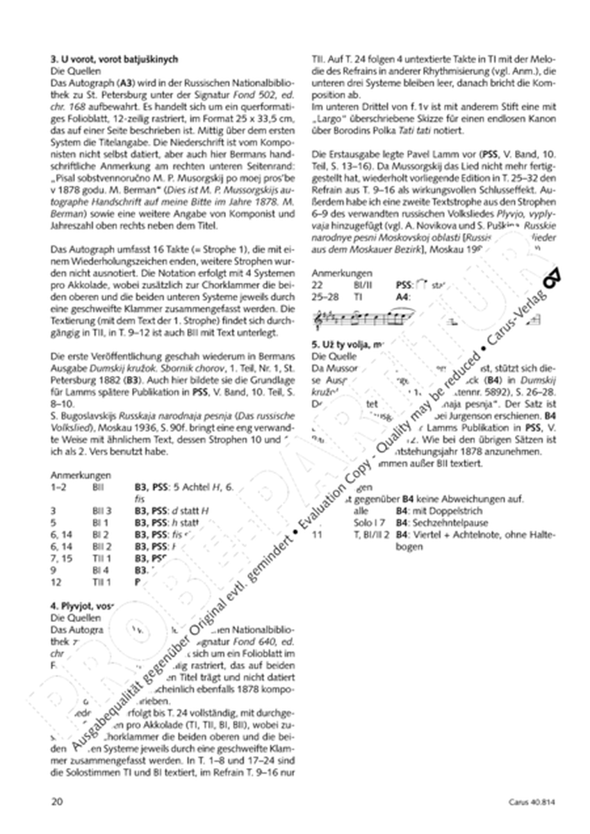 Funf russische Volkslieder fur Mannerchor