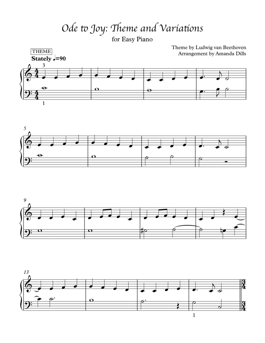 Ode to Joy - Theme and Variations (Easy Piano) image number null