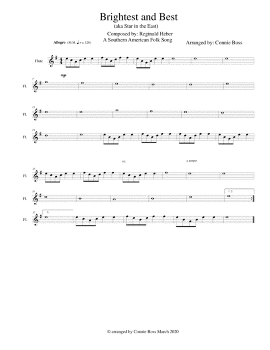 Brightest and Best (aka Star in the East) - SATB, optional instruments and piano image number null