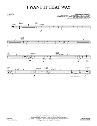 Book cover for I Want It That Way (arr. Michael Brown) - Timpani