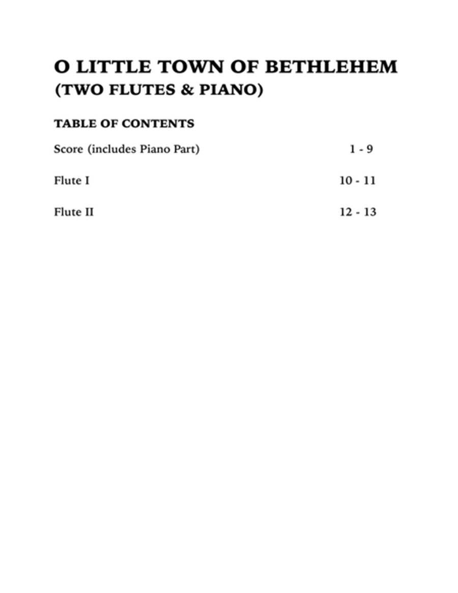 O Little Town of Bethlehem (Trio for Two Flutes and Piano) image number null