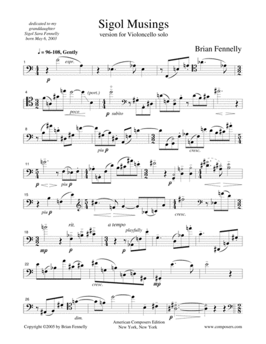 [Fennelly] Sigol Musings (for Cello)