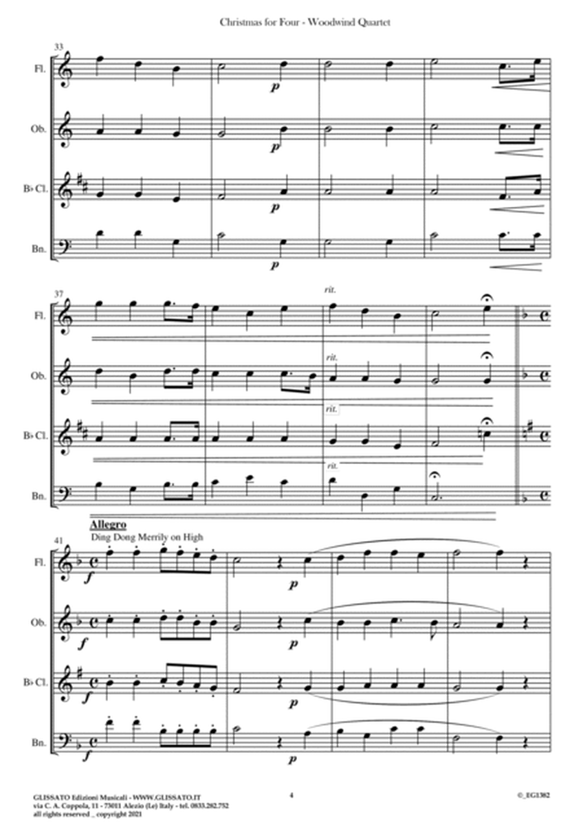 Christmas For Four - Medley for Woodwind Quartet (score & parts) image number null