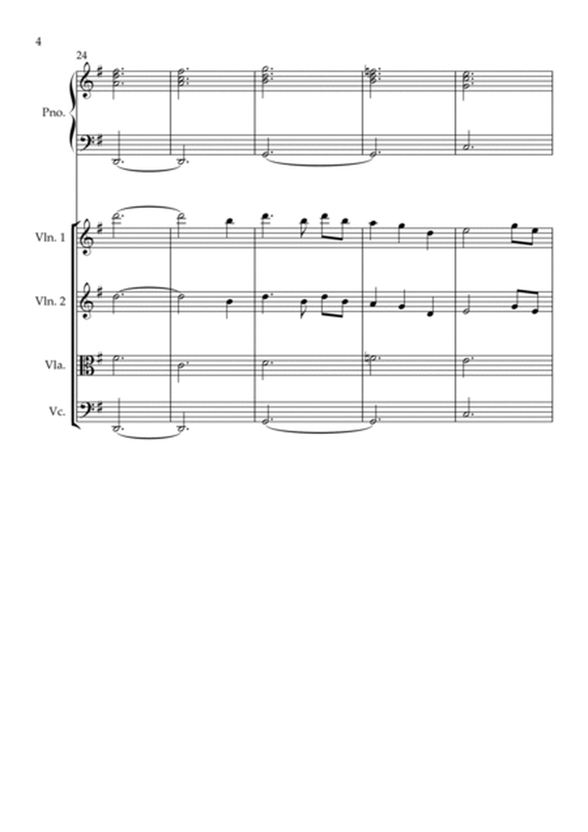 Amazing Grace String Quartet And Piano.Full Score and Individual Parts image number null