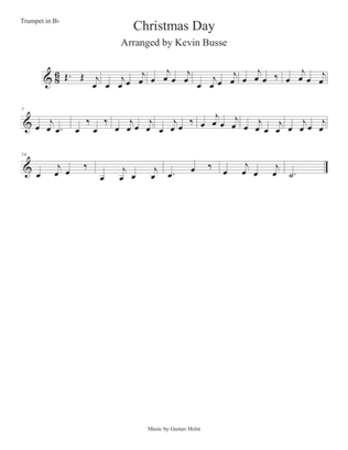 Book cover for Christmas Day (Easy key of C) Trumpet