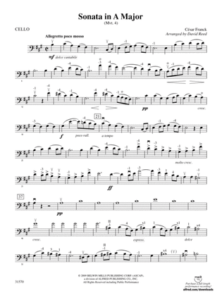 Book cover for Sonata in A Major (Mvt. 4): Cello
