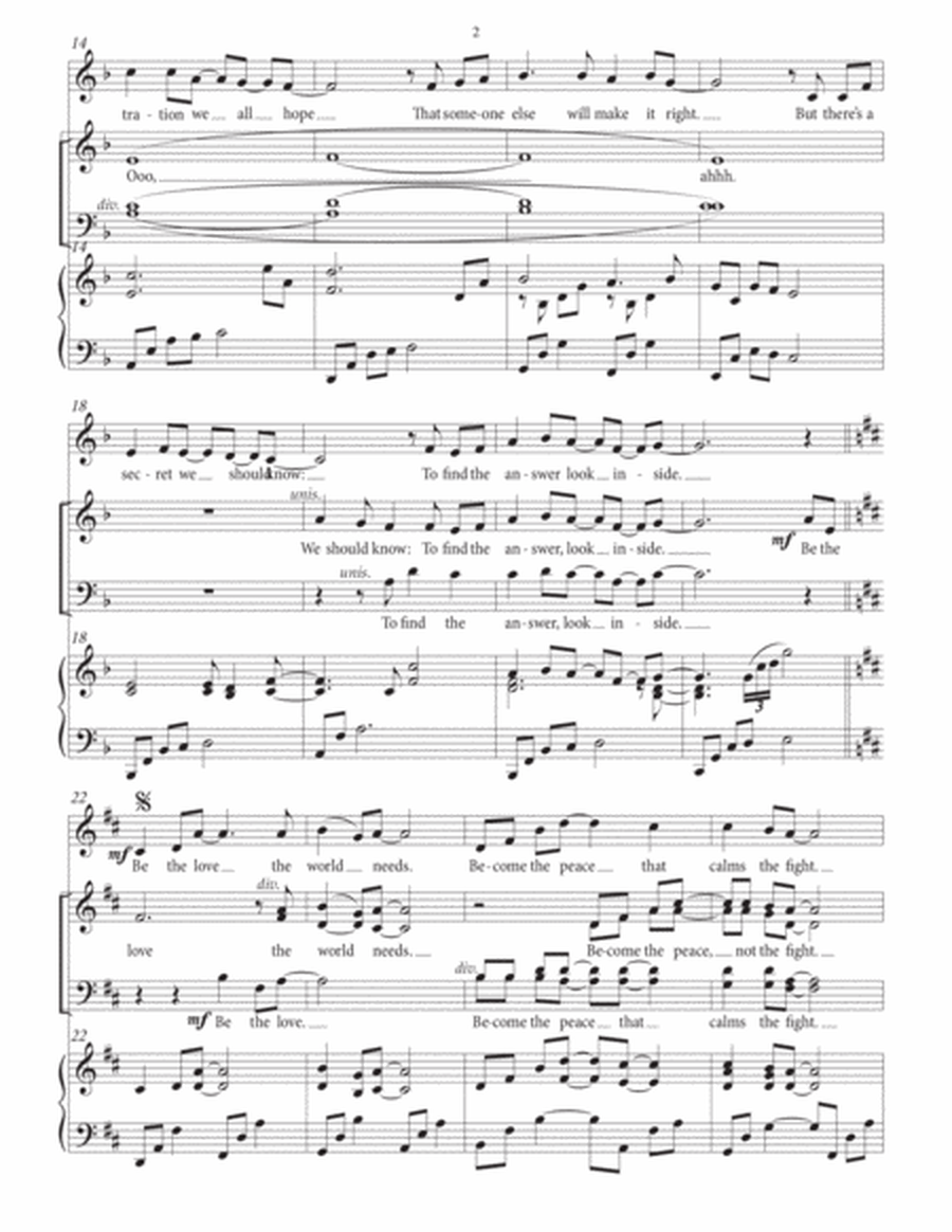 Be the Love the World Needs—High-Range Vocal Solo, SATB Chorus with Piano image number null