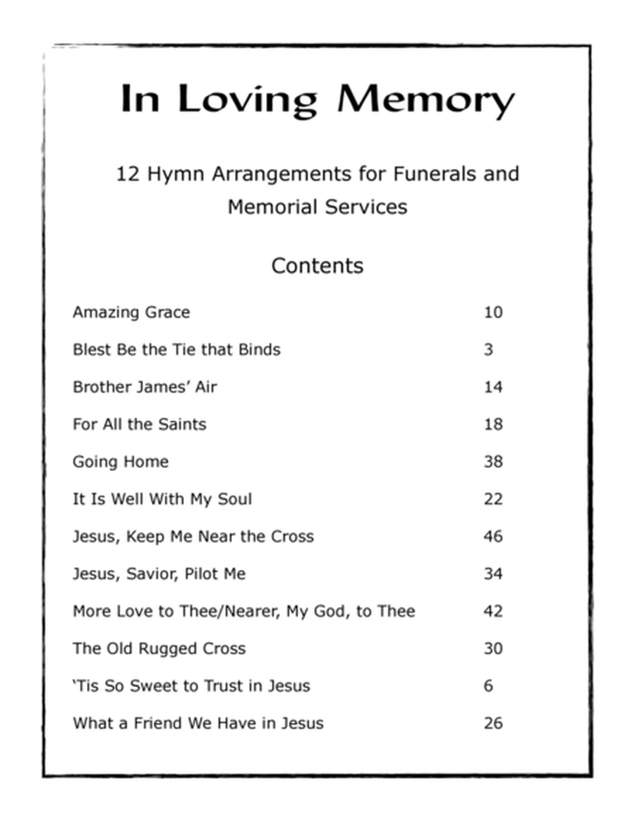 In Loving Memory: 12 Hymn Arrangements for Funerals and Memorial Services image number null