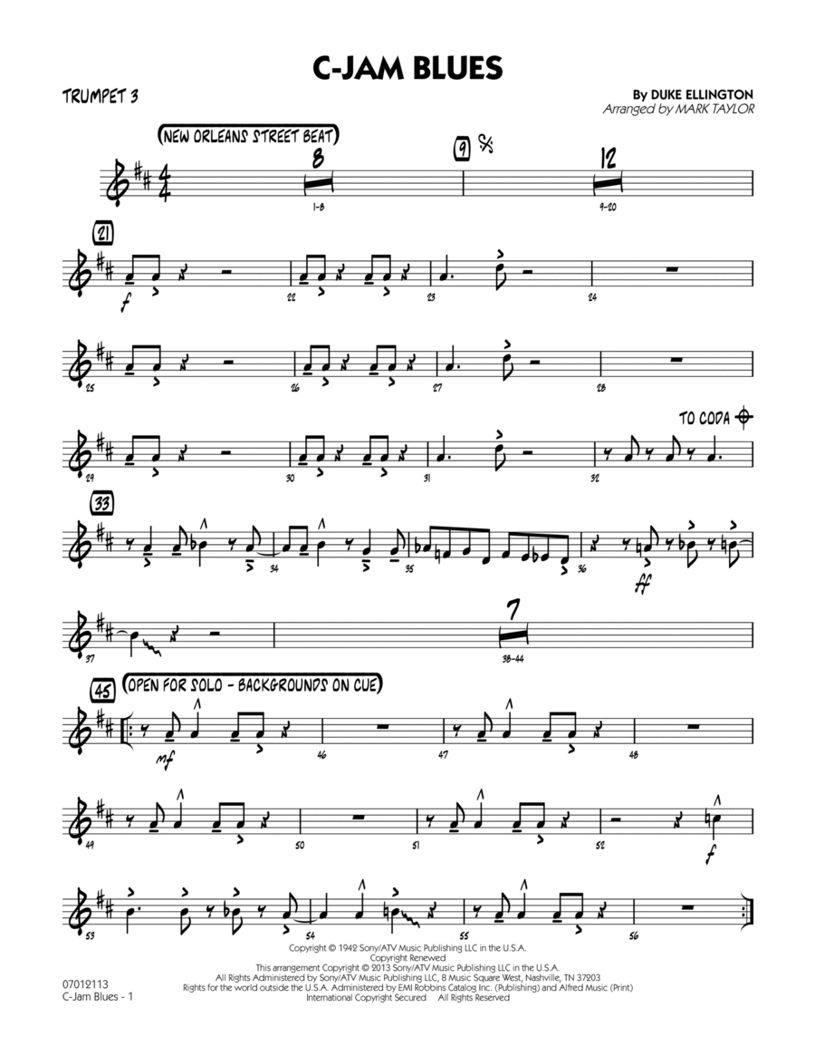 C-Jam Blues (arr. Mark Taylor) - Trumpet 3