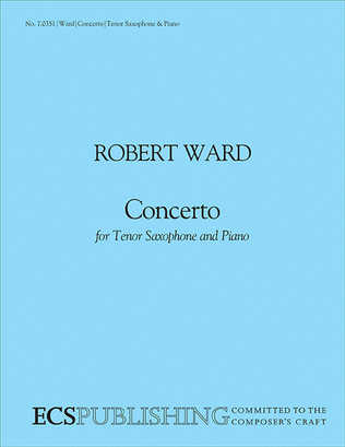 Book cover for Concerto for Tenor Saxophone and Orchestra (Saxophone/Piano Score)