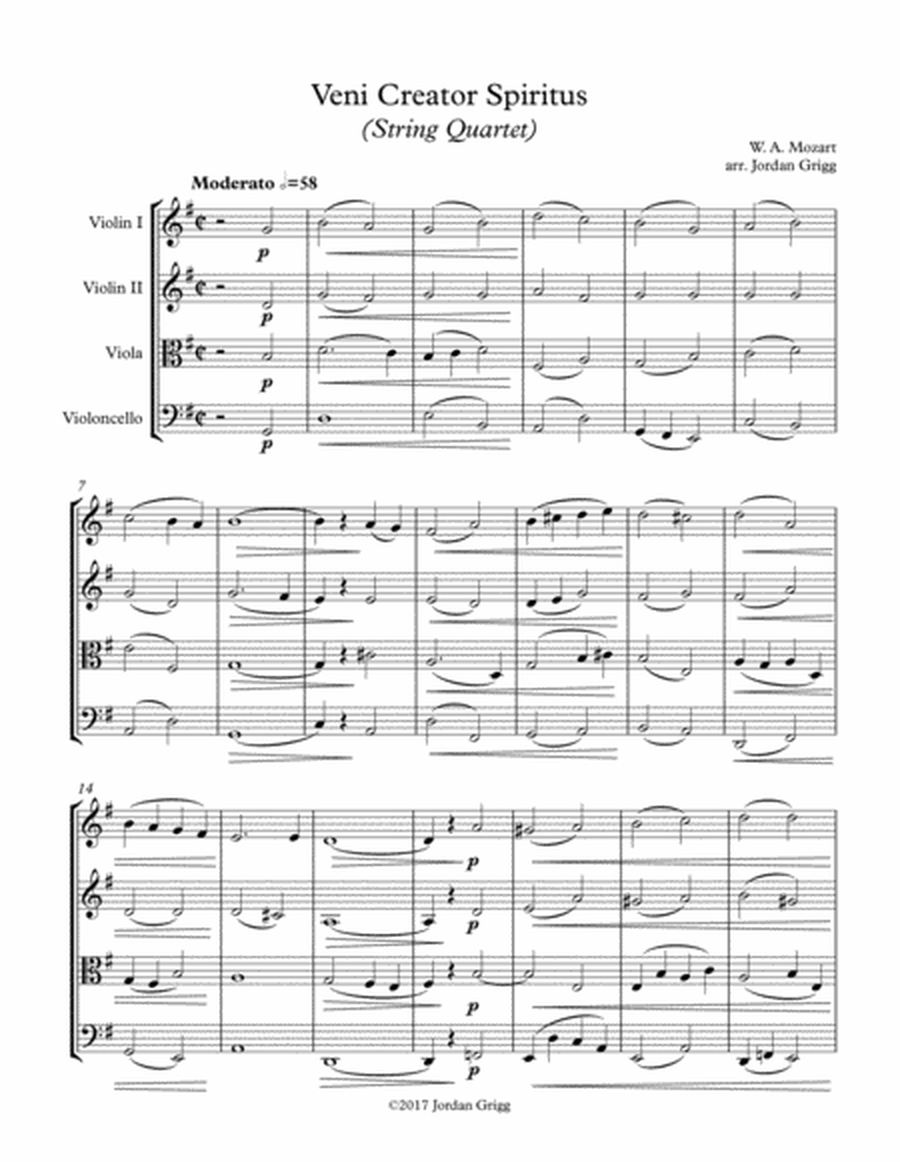 Veni Creator Spiritus (String Quartet) - Score and parts image number null