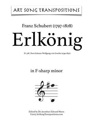 Book cover for SCHUBERT: Erlkönig, D. 328 (transposed to F-sharp minor, F minor, and E minor)