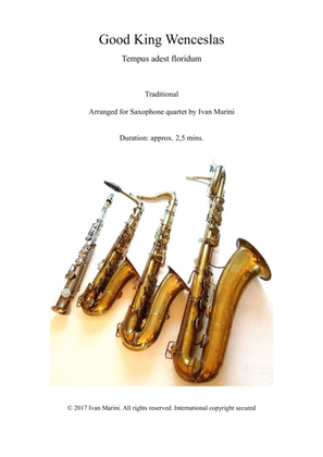 Book cover for GOOD KING WENCESLAS - for Saxophone Quartet