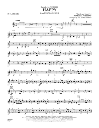 Book cover for Happy (from Despicable Me 2) (arr. Michael Brown) - Bb Clarinet 3
