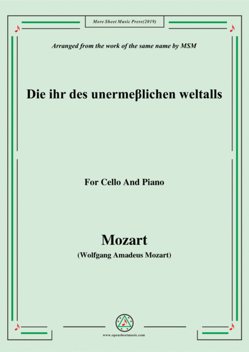 Mozart-Die ihr des unermeβlichen weltalls,for Cello and Piano image number null