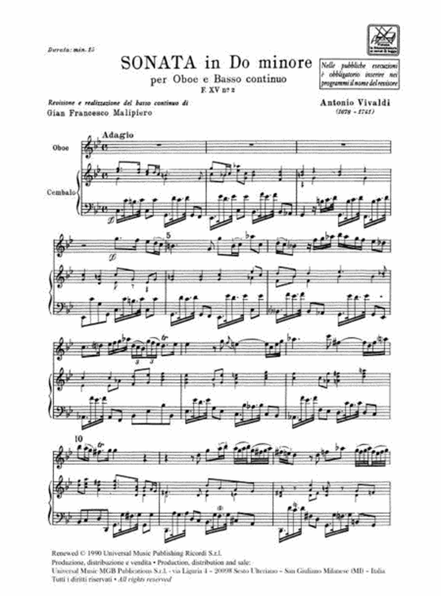 Sonata in Do Min per Oboe and BC RV 53