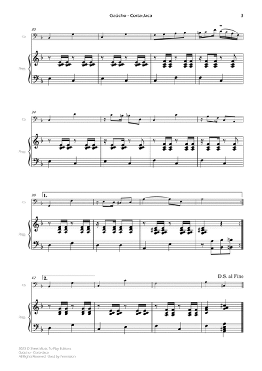 Gaúcho (Corta-Jaca) - Contrabass and Piano (Full Score and Parts) by Chiquinha Gonzaga Double Bass - Digital Sheet Music