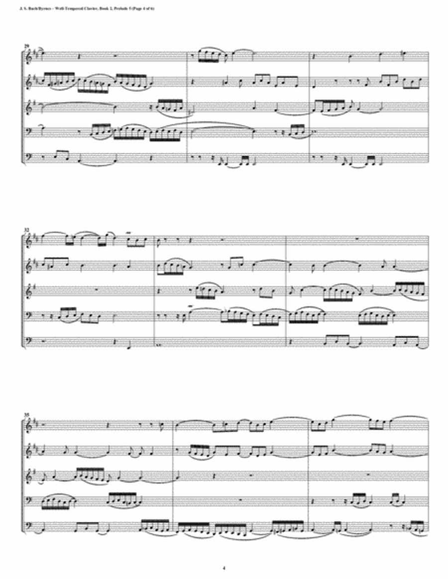 Prelude 05 from Well-Tempered Clavier, Book 2 (Brass Quintet) image number null