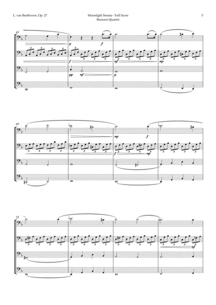 Moonlight Sonata by Beethoven for Bassoon Quartet by Ludwig van Beethoven Woodwind Quartet - Digital Sheet Music