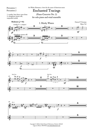 Book cover for Carson Cooman Enchanted Tracings (Piano Concerto No. 2) (2008) for solo piano and wind ensemble, per