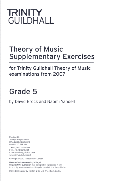 Theory Supplementary Exercises Grade 5