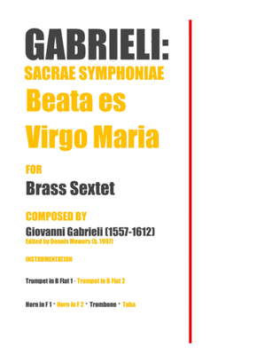 Book cover for "Beata es Virgo Maria" from Sacrae Symphoniae for Brass Sextet - Giovanni Gabrieli