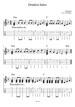 Book cover for Drunken Sailor - ukulele tab with chords