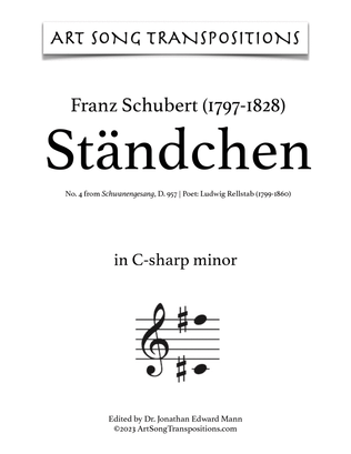 Book cover for SCHUBERT: Ständchen, D. 957 no. 4 (transposed to C-sharp minor, C minor, and B minor)