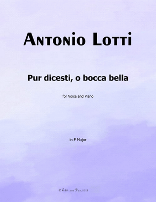 Book cover for Pur dicesti,o bocca bella, by Antonio Lotti, in F Major