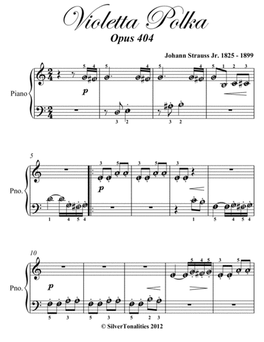 Violetta Polka Opus 404 Beginner Piano Sheet Music