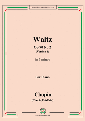 Book cover for Chopin-Waltz Op.70 No.2 in f minor,for Piano